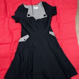 Tatyana Black Dress with Checkered Details